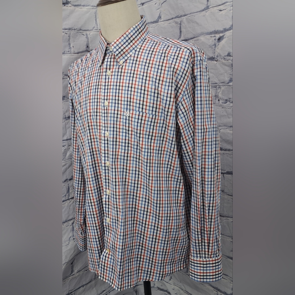 Barbour Men's Button Down Shirt Red Blue Check Bowburn Large - Picture 15 of 16